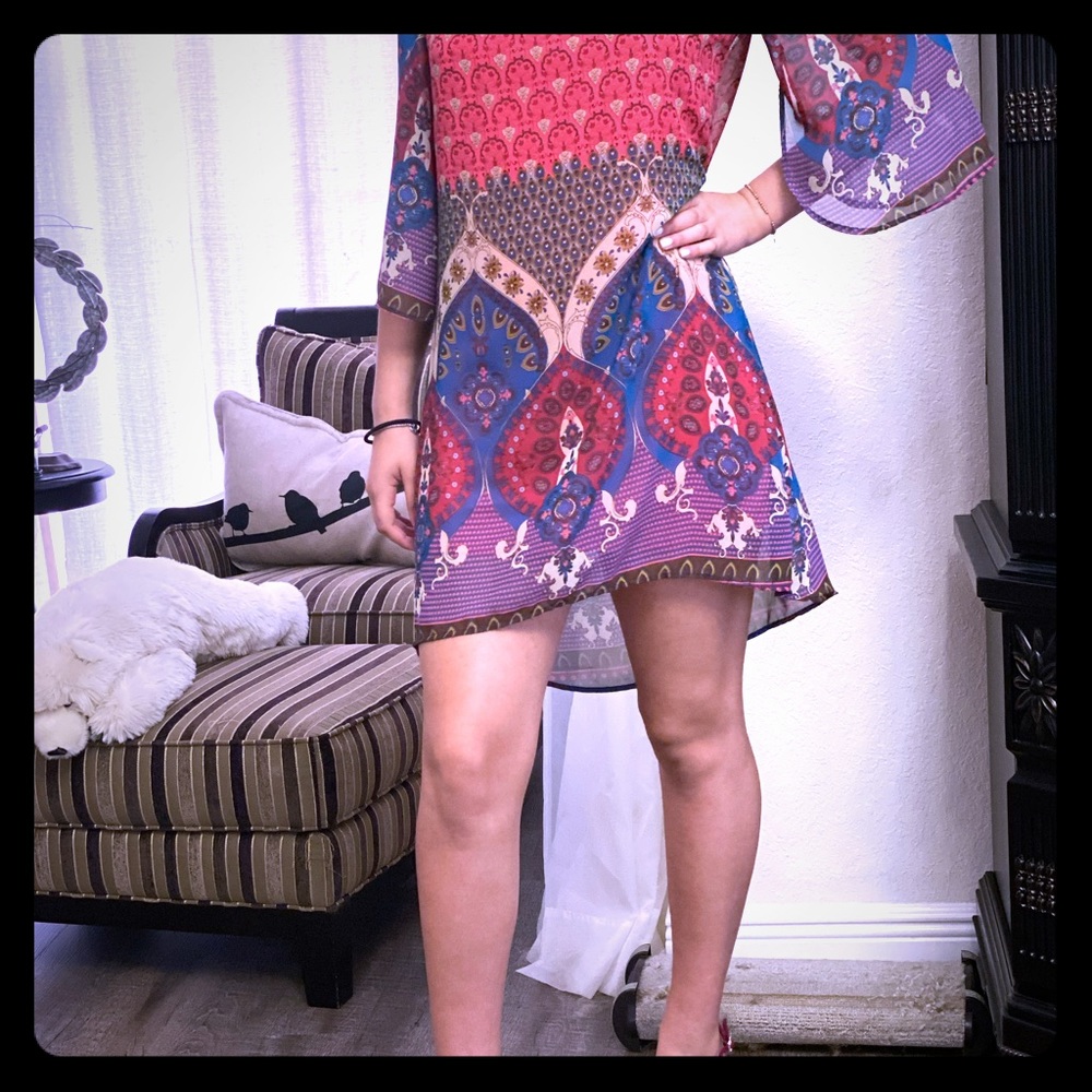 Floral bohemian HiLo dress. NWOT